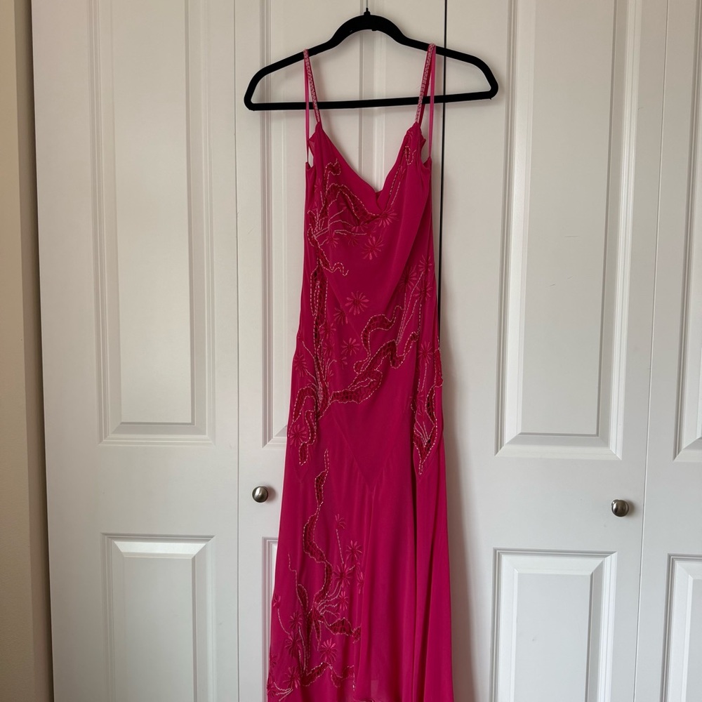 CACHE Pink Spaghetti Strap with beads | Size 8